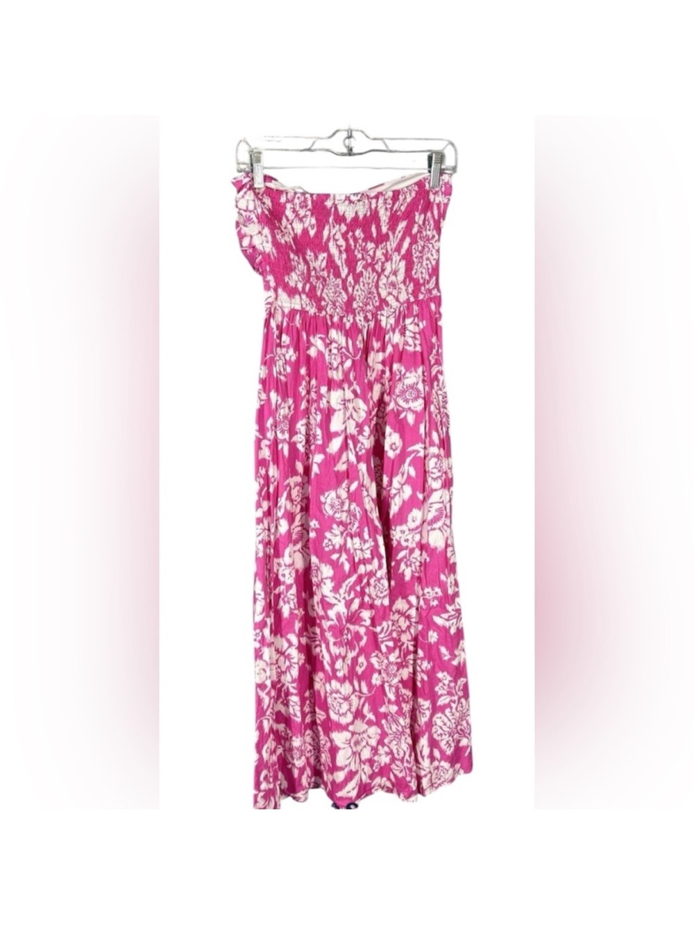 Aakaa Pink & White Floral Strapless Cutout Jumpsuit - Picture 7 of 8